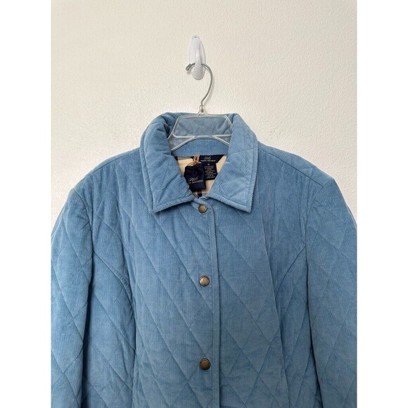 Brooks Brothers Quilted Corduroy Diamond Jacket Plaid Lining Blue Women's 14 NEW - Picture 2 of 9
